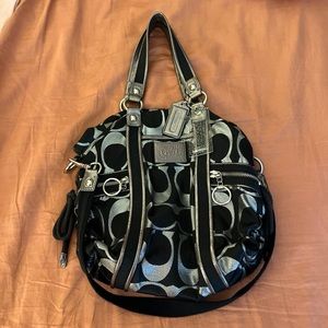 Coach Signature Black & Silver Handbag Purse